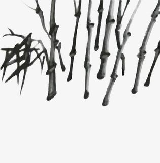 手绘黑色竹节免抠