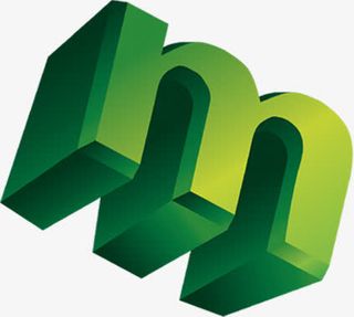 黄绿色渐变立体字母m免抠