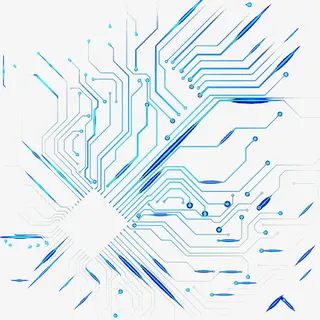 现代蓝色电路线条科幻元素免抠
