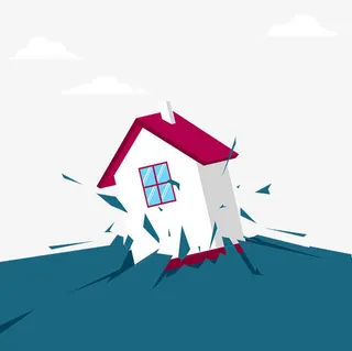 被地震弄的支离破碎的房屋免抠