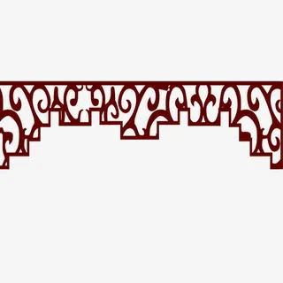 红色花纹边框饭店招牌免抠
