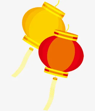 黄色中国风灯笼挂饰免抠
