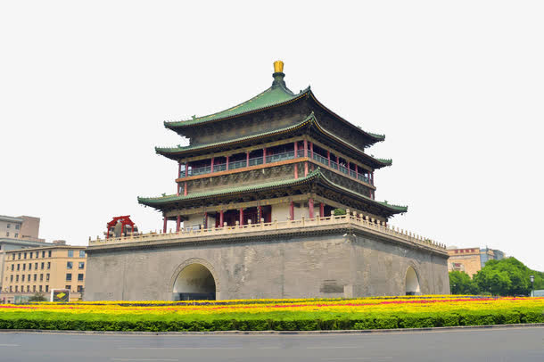 旅游景点钟楼免抠