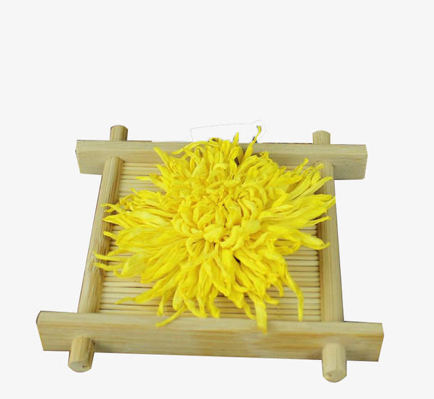 木架子上的晾干的黄色金丝菊免抠