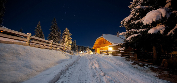 雪地夜景高清