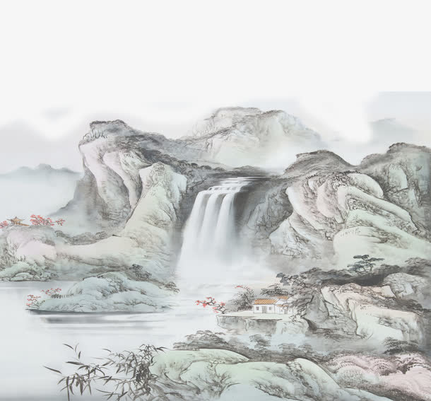 中国风山水画免抠