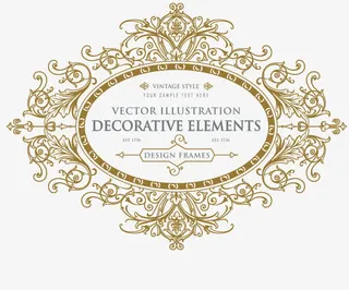 欧式花纹边框设计素材免抠