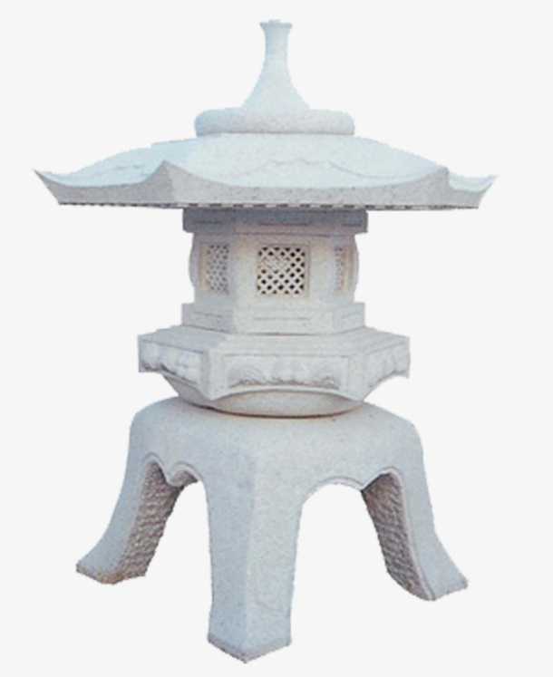 日式庭院白色石头灯免抠