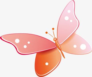 粉色渐变卡通蝴蝶装饰免抠