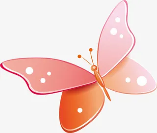 粉色渐变卡通蝴蝶装饰免抠