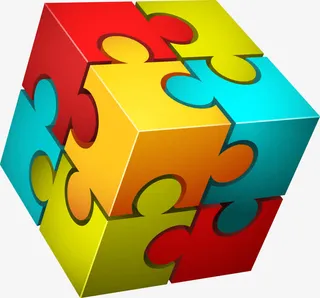 创意三维几何拼接图形免抠