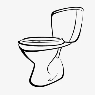 手绘黑色线条抽水马桶免抠