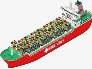 矢量创意设计横向邮轮运输图免抠