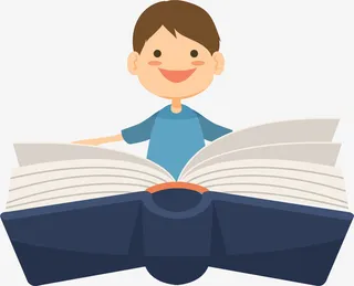 坐着书本飞行的小男孩免抠