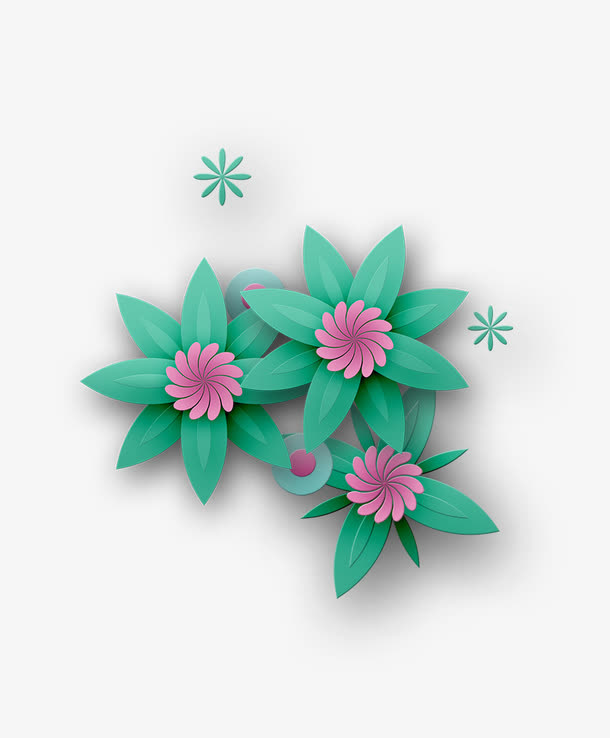3D微立体纸雕花朵免抠