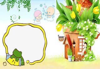 卡通边框儿童成长相册模板免抠