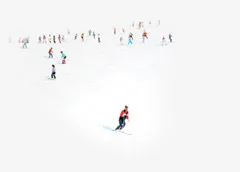 扁平风格创意合成滑雪比赛免抠