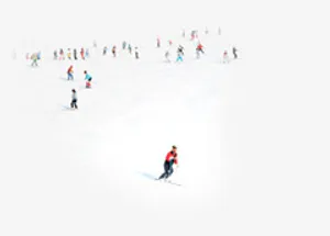 扁平风格创意合成滑雪比赛免抠