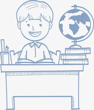 办公桌上学习的人物免抠