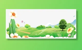 绿色的春季春暖花开美丽景色免抠