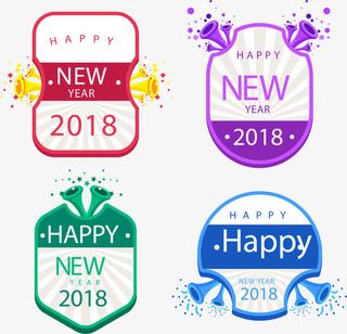 矢量手绘年标签免抠