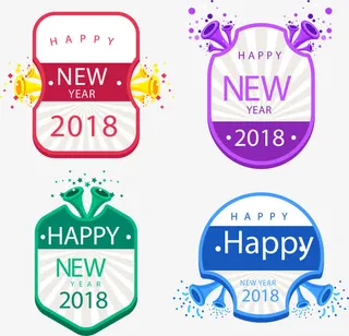 矢量手绘年标签免抠