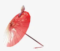 红色撑开的油纸伞免抠