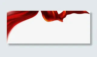 手绘中国风红色丝带免抠