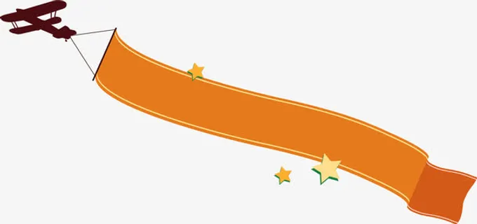 卡通飞机拉旗免抠