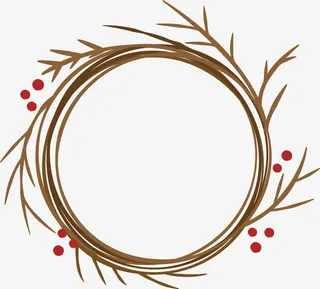 树枝圣诞花环免抠