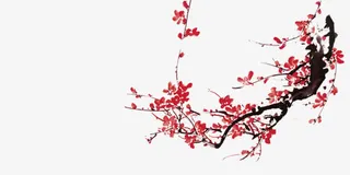 水墨风格油墨画梅花免抠