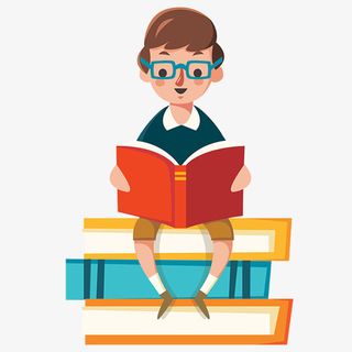 阅读书籍人物卡通插画免抠
