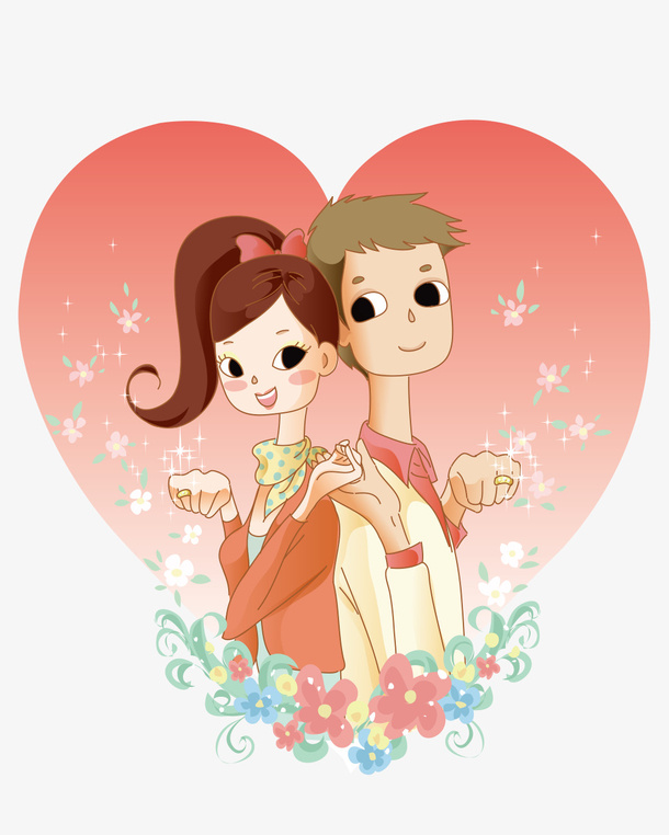 卡通新郎新娘免抠