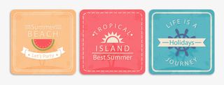 复古夏季度假小卡片免抠