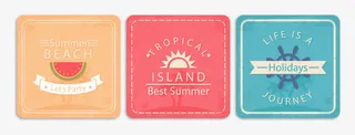 复古夏季度假小卡片免抠
