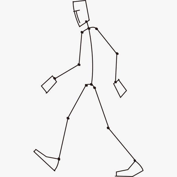 线描火柴人走路免抠