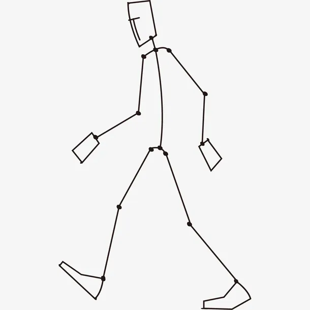 线描火柴人走路免抠