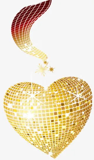 金片装饰立体爱心免抠