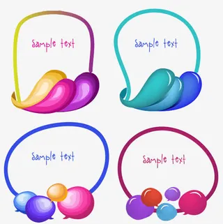 浪花和气球条形边框图免抠