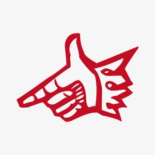 红色手掌木刻版画免抠