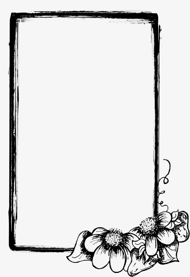 方形边框黑白水墨免抠