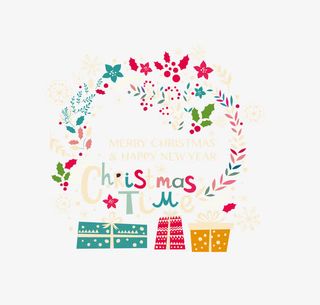 童趣圣诞新年贺卡矢量素材免抠