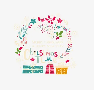 童趣圣诞新年贺卡矢量素材免抠