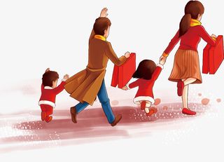 中国风一家人归家免抠