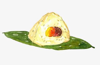 绿色包粽子卡通插画元素免抠