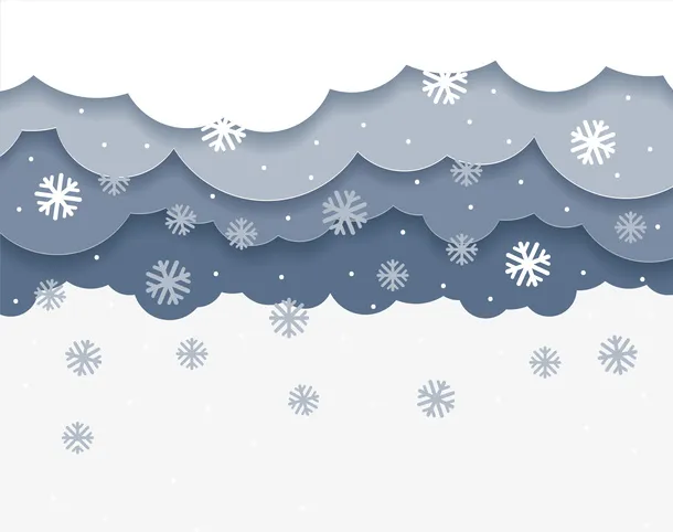 白色冬日云朵飘雪免抠
