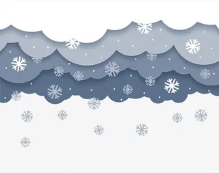 白色冬日云朵飘雪免抠