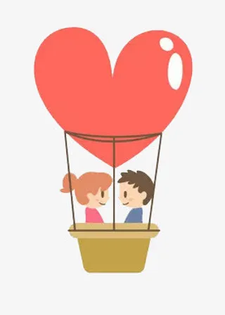 爱心热气球免抠