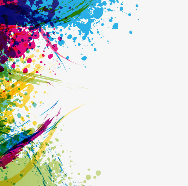 水粉颜料花纹免抠