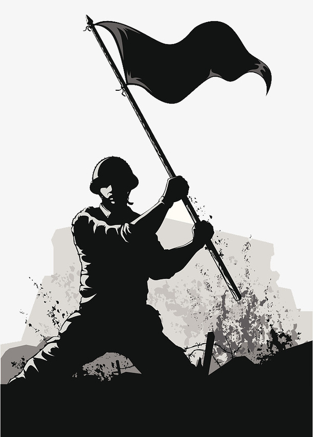 部队PPT士兵黑白剪影插图免抠
